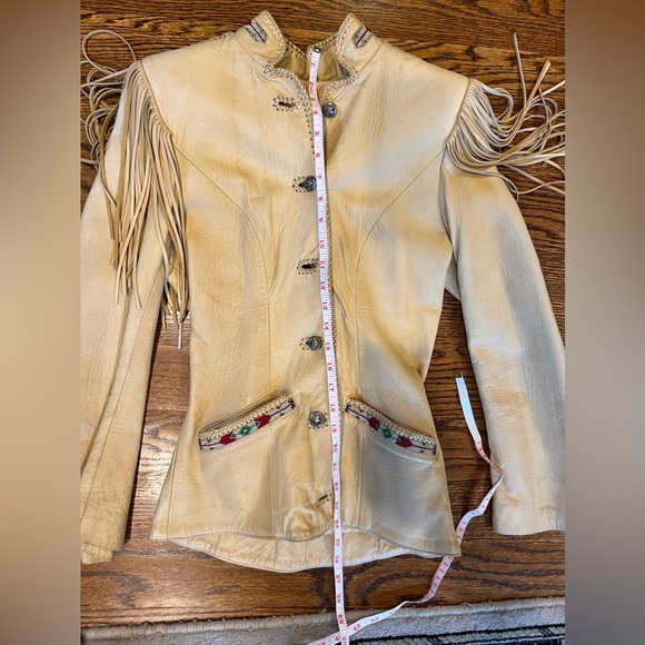 Ren Ellis Southwest Beaded Women Leather Jacket with Fringe - Picture 10 of 12